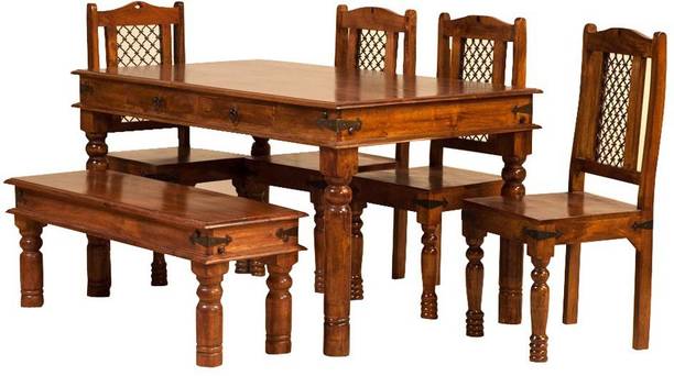 APRODZ Solid Wood 6 Seater Dining Set