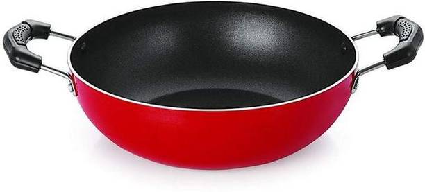 NIRLON Kitchenware Nonstick Karahi Chinese Wok Pan Capacity 1.5 Litre Multipurpose Kitchen Utensils Kadhai 22.5 cm diameter 1.5 L capacity Aluminium, 
