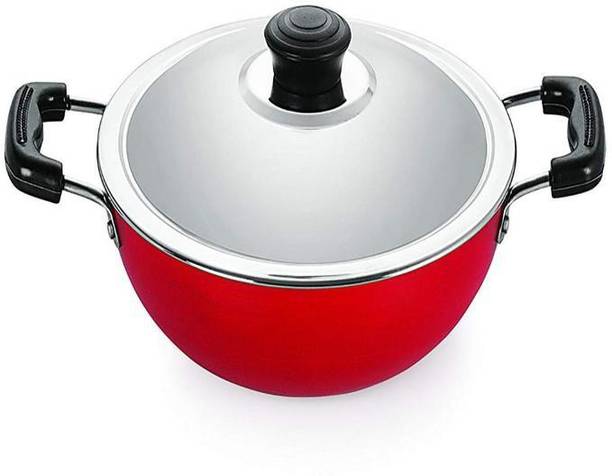 NIRLON Plus Non-Stick Flat Base Kadai with Lid कढ़ाही 24 cm ढक्कन के साथ