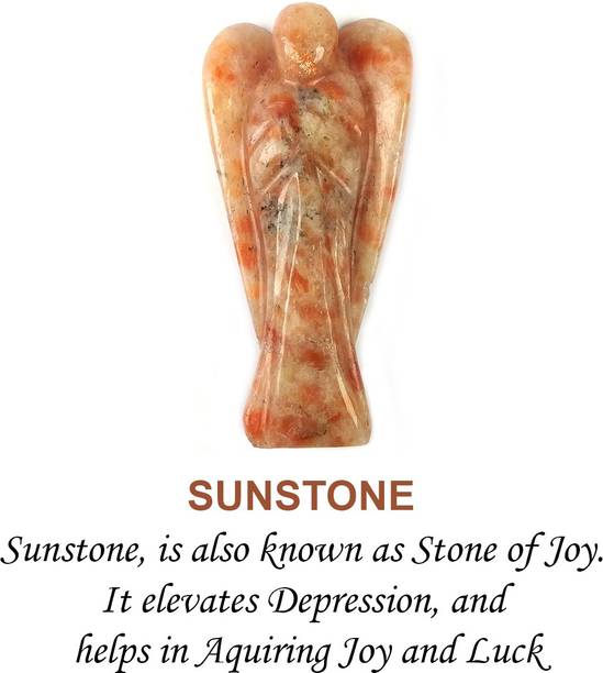 REIKI CRYSTAL PRODUCTS Sunstone Angel Natural Stone Angel Crystal Decorative Showpiece  -  7.5 cm