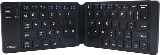 Portronics POR-973 Chicklet Foldable QWERTY Keyboard, Mini Pocket Sized, Rechargeable Wireless Handheld Multi-device Keyboard Compatible with Desktop, Laptop, Tablet, iPad, Mac One Touch Connect Button, for iOS, Android and Windows Tabs, Smartphones