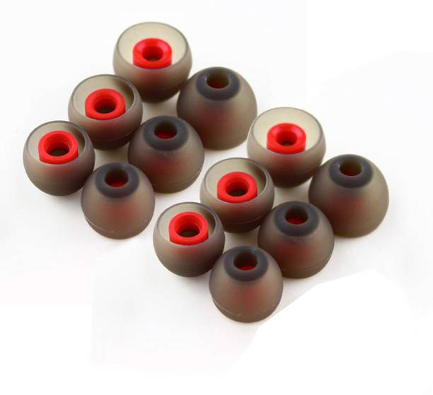 Everything4u 12 pcs Red, Grey Double Color Silicon Earbuds, Eartips In The Ear Headphone Cushion