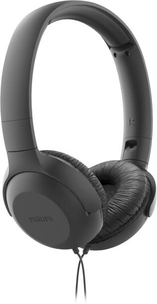 PHILIPS TAUH201 On Ear Wired Headphones with Mic, Lightweight, Echo Cancellation Wired Headset
