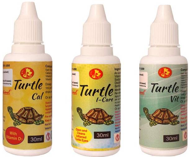 Pet Care International (CI) Combo of "Turtle i-Care, Turtle Cal, Turtle Vit" Drop For Swollen, Infected Eye & for Strong Shell & rovide Calcium, Vitamins and Minerals Healthy Healthcare (30ml) Pet Health Supplements