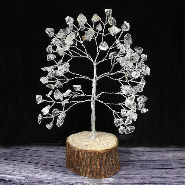 REIKI CRYSTAL PRODUCTS Natural Crystal Clear Quartz Tree Crystal Tree Stone Tree 100 Beads Tree Chip Beads Plant Reiki Healing Tree Crystal Stone Indoor Decorative Showpiece  -  19 cm