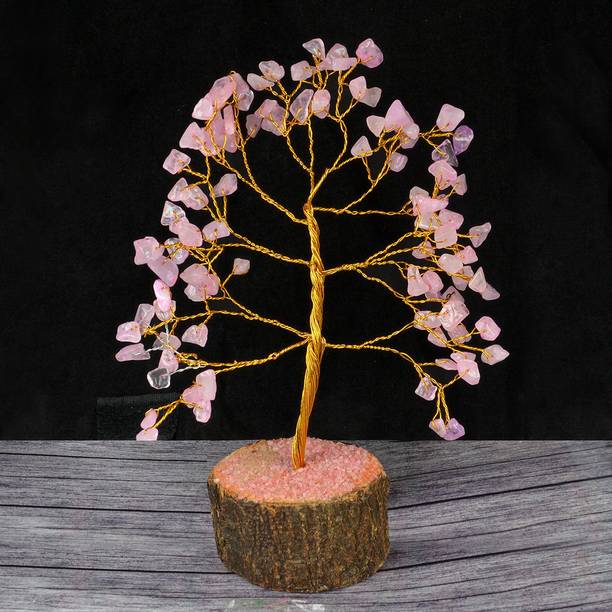 REIKI CRYSTAL PRODUCTS Natural Crystal Rose Quartz Tree Crystal Tree Stone Tree 100 Beads Tree Chip Beads Plant Reiki Healing Tree Crystal Stone Indoor Decorative Showpiece  -  19 cm