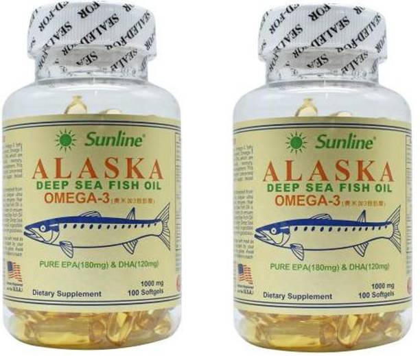 sunline alaska Deep Sea Fish Oil Omega 3 - 100 Softgels Pack of 2