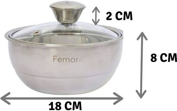 Femora Femora Stainless Steel Double Wall Insulated Curry Server, 900 ML, Silver Serve Casserole