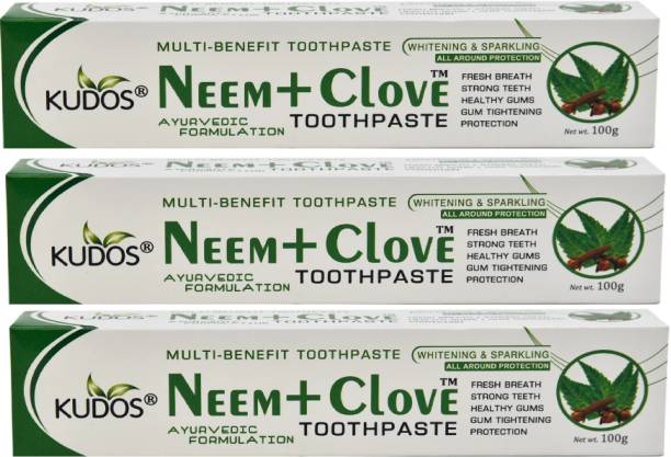 KUDOS Neem Clove Toothpaste Pack of 3 (100g Each) Toothpaste