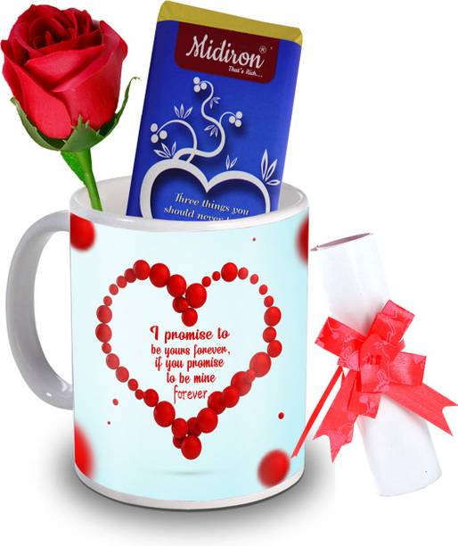 Midiron Trust, Promise and Hearts Chocolate Bar with love letter and love quoted coffee mug, Artificial Rose, Romantic for girlfriend, wife, lover IZ20DTLoveBar4RoseLC-184 Ceramic Gift Box