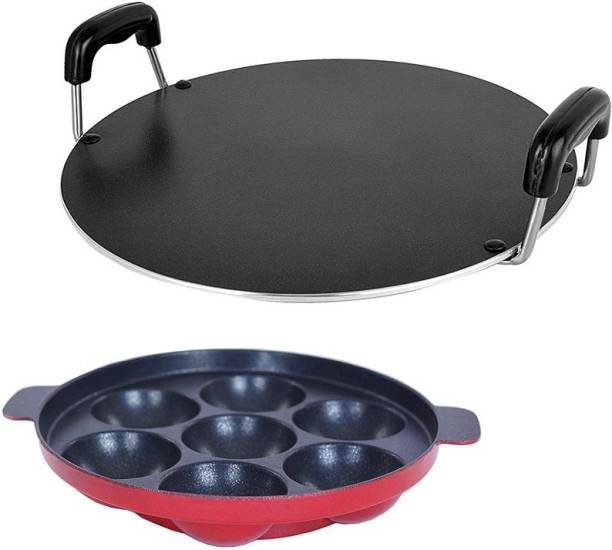 NIRLON Cookware Set, 2-Pieces, Red and Black, 2.6mm_RT_AP7 Non-Stick Coated Cookware Set