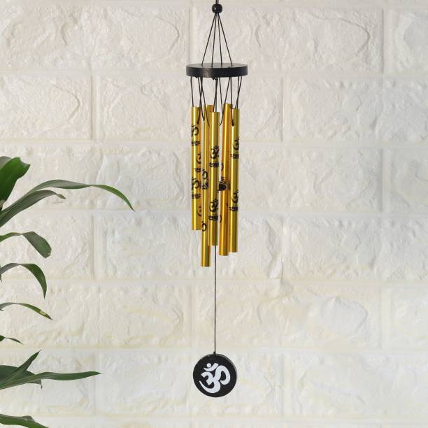 Ryme Vastu / Feng Shui Om Wind Chimes Metal Rods / Pipes for Home Decorative Showpiece  -  42 cm