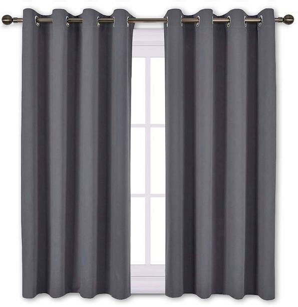 COMFY HOME 182.8 cm (6 ft) Silk Blackout Shower Curtain (Pack Of 2)