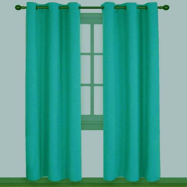 COMFY HOME 213.36 cm (7 ft) Silk Blackout Door Curtain (Pack Of 2)