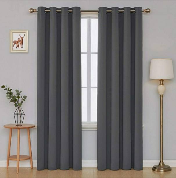 COMFY HOME 243.84 cm (8 ft) Silk Blackout Long Door Curtain (Pack Of 2)