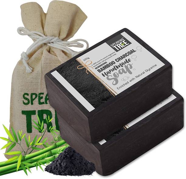 Speaking tree Deodorizing Bamboo Charcoal Handmade Soap - Pack of 2
