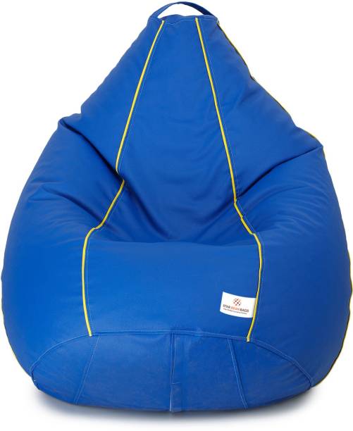 STAR XXXL Royal Blue with Yellow Piping Teardrop Bean Bag  With Bean Filling