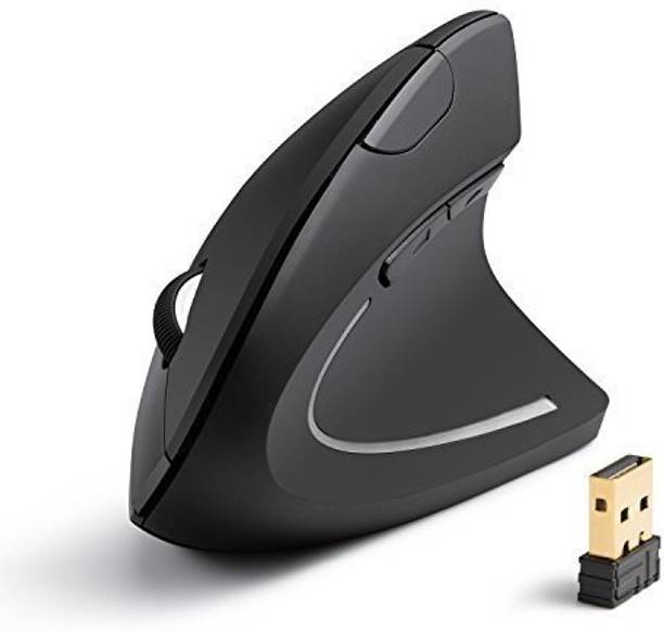 microware Wireless Mouse 2.4Ghz Game Ergonomic Design Vertical Mouse 1600Dpi USB Mice Black Wireless Optical  Gaming Mouse