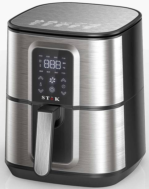 Stok Air Fryer Max LED Digital Touchscreen with 8 Presets,6.5 Liter 1800-Watt Electric Hot Air Fryers Oven & Oil-Less Cooker for Roasting,(29 Recipes in one Book and Metal Grill Free in Box Package) Air Fryer
