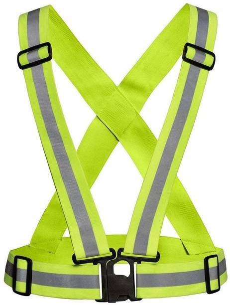 Nibiru High Visibility Protective Safety Reflective Vest Belt Jacket, Night Cycling Reflector Strips Cross Belt Stripes Adjustable Vest - Green Safety Jacket