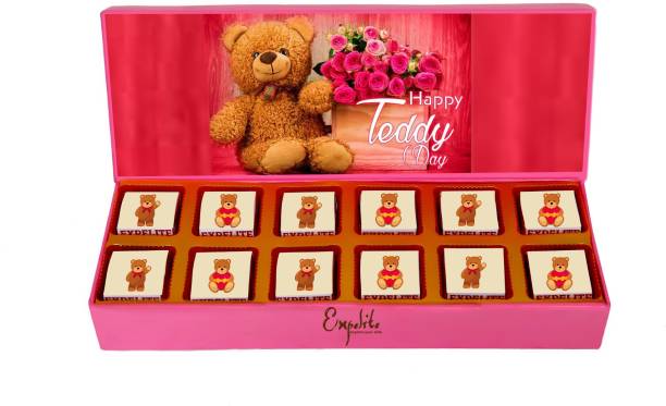 Expelite Teddy with Chocolates - 12 Theme - Teddy day gift for her Bars