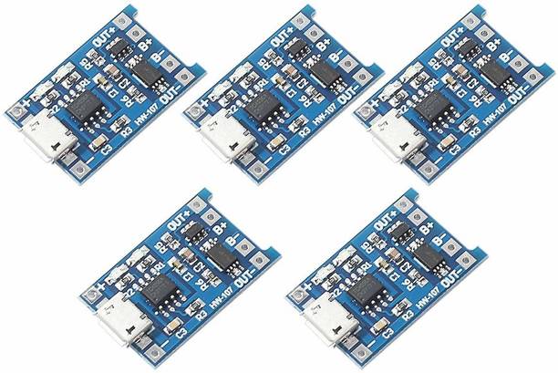 Super Debug 5 Pcs TP4056 Micro USB 5V 1A 18650 Lithium Battery Charger Module Charging Board With Protection (Pack of 5) Micro Controller Board Electronic Hobby Kit