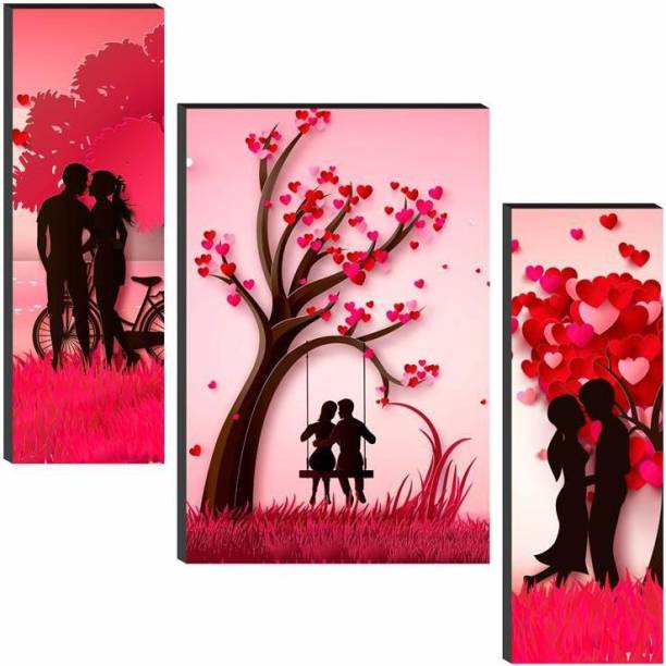 saf Love Couple Valentine UV Textured Self Adeshive Digital Reprint 18 inch x 12 inch Painting