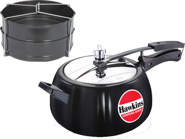 Hawkins Contura Black 5 Ltr Cooker with Hard Anodised 2...