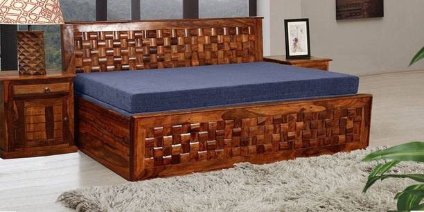 furnitureshri Uskan 3 Seater Double Solid Wood Pull Out Sofa Cum Bed