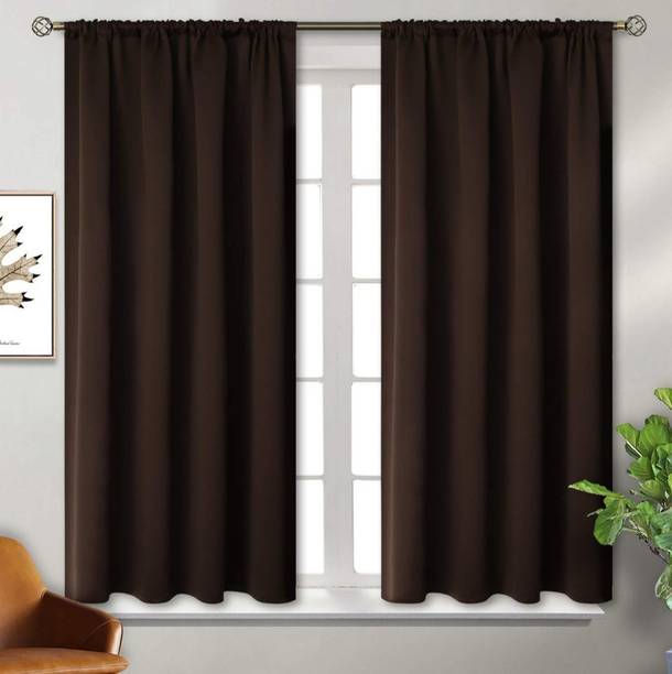 COMFY HOME 182.8 cm (6 ft) Silk Blackout Shower Curtain (Pack Of 2)
