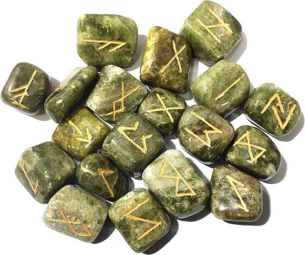 REIKI CRYSTAL PRODUCTS Vesonite Cabochon Reiki Symbol Rune Set Reiki Healing Stone 25 piece Set Natural Crystal Gemstone for Healing and Increase Energy Decorative Showpiece  -  2 cm