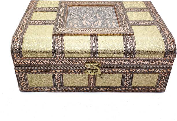 RHANDICRAFT Oxidised Meenakari Work Jewelry Box, Antique Wooden Red Velvet Box, Golden. Work antique look, Wedding gift Box, Bangle Box , Jewellery Box, Storage Bengals Vanity Box multi Vanity Box (Multicolor) Multi Vanity Box