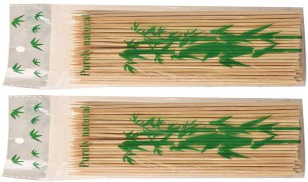 Ambassador TWI-Ambassador Wooden Bamboo Skewer Round 10 inch Bar-be-que/Sathay Stick (Pack of 2 x 80) Disposable Wooden Fruit Fork Set
