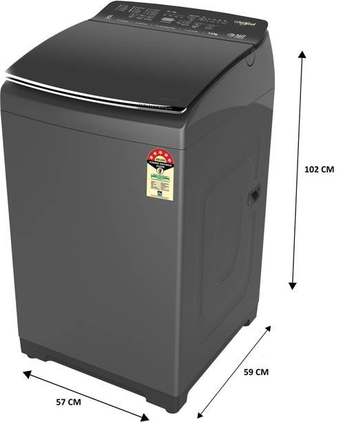 Whirlpool 7.5 kg 5 Star, Inverter,With Hard water wash Fully Automatic Top Load Washing Machine Grey