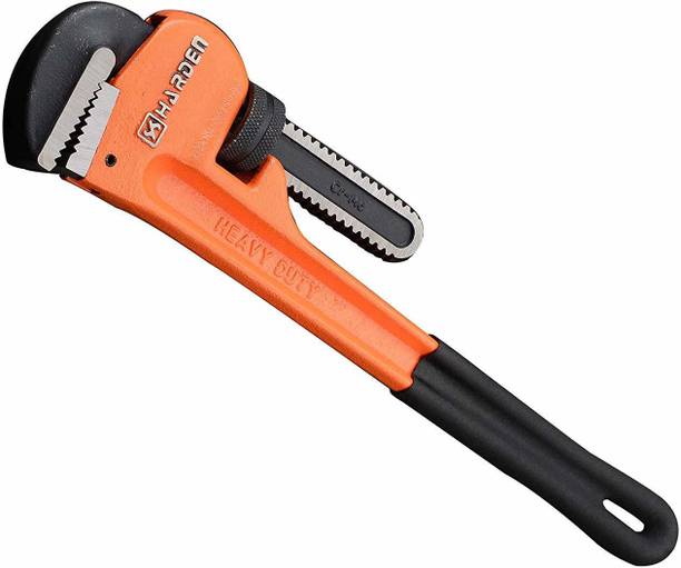 Harden Professional Heavy Duty Chrome Vanadium Pipe Wrench - Heat Treated, Large Torque, Easy to Adjust, Special Up & Down Jaws 12" 600812 Single Sided Combination Wrench
