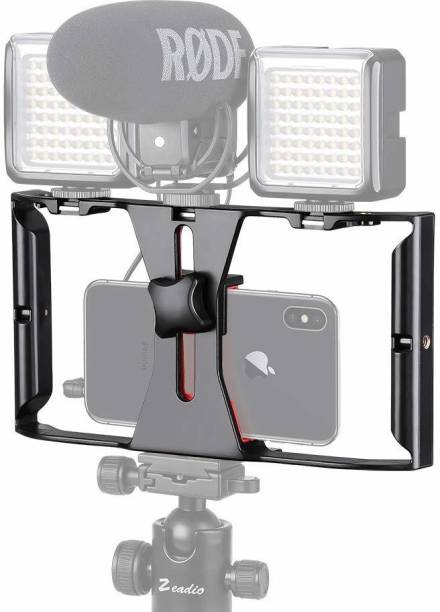 DEALPICK AMZY Video Camera Cage Stabilizer Film Making Rig For All Smart Phones Video Rig Mobile Phone Holder Hand Grip Bracket Holder Stabilizer - Black Camera Rig