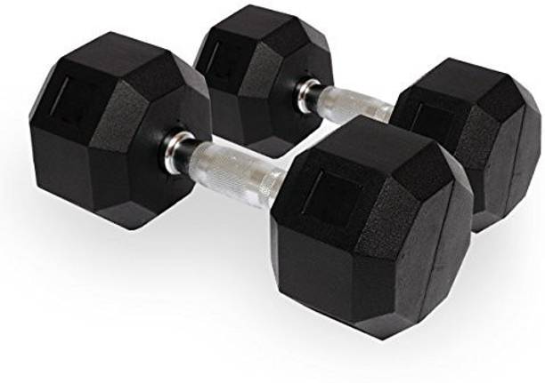 DreamFit Pair of 10 KG Rubber Coated HEX Dumbells ( total 20 kg 10 x 2 Fixed Weight Dumbbell