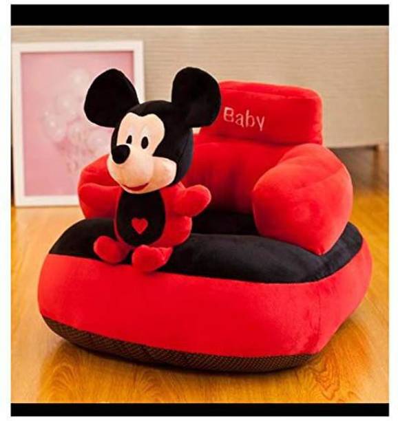 AVS Mickey Shape Soft Plush Cushion Baby Sofa Seat or Rocking Chair for Kids - 45 cm��(Red, Black) Fabric Sofa
