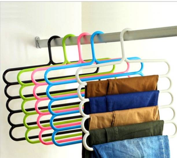 ClickUS Plastic Pack of 5 Cloth Hangers Closet Organizer