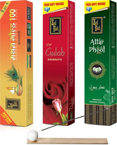 Zed Black Different Fragrances Manthan Gold 100,Attar Phool,Deep Gulab Combo of 3 Premium