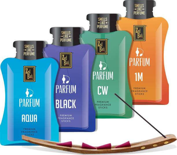 Zed Black Zipper-Parfum Mix-medium Premium Fragrance Incense Sticks (pack of 4) For Everyday Use Aroma Sticks Premium Quality - Zipper Pack CW, Black, 1M, Aqua