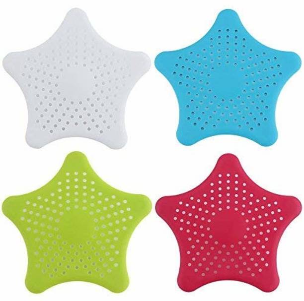 Deriz 4 Pcs Silicone Drain Hair Catcher, Kitchen Sink Strainer - Bathroom Shower Sink Stopper - Drain Cover Hair Trap, Filter for Kitchen Bathroom Tub Sink Plug