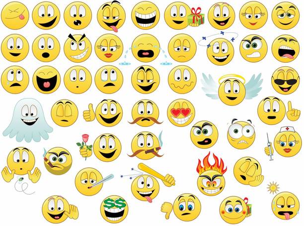 DECOR Production 58.42 cm Emoji Decorative Wall Sticker (18 inch x 23 inch) Self