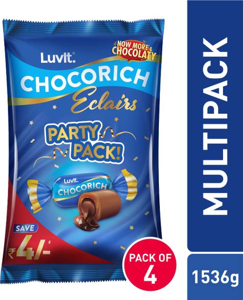 LuvIt Chocorich Classic Eclairs, 384g - Pack of 4 Bars