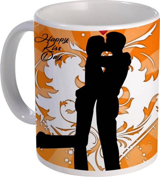 COLOR YARD happy kiss day design with Romantic Couple in Love design on Ceramic Coffee Mug