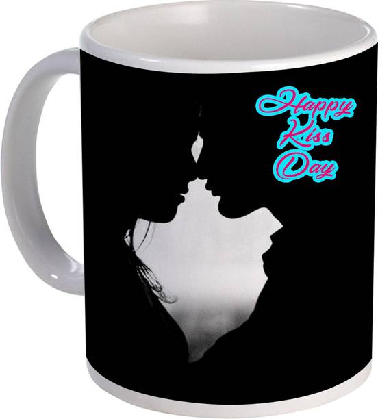 COLOR YARD happy kiss day design with Kissing Couple Illustration design on Ceramic Coffee Mug