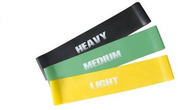 Manogyam 12-inch, Set of 3 Bands for Physical Therapy, Stretching, Home Fitness, Yoga Resistance Tube