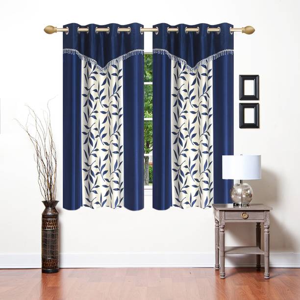 Ville Style 153 cm (5 ft) Polyester Semi Transparent Window Curtain (Pack Of 2)