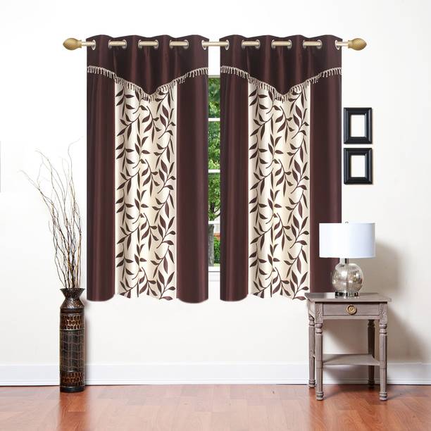 Ville Style 153 cm (5 ft) Polyester Semi Transparent Window Curtain (Pack Of 2)