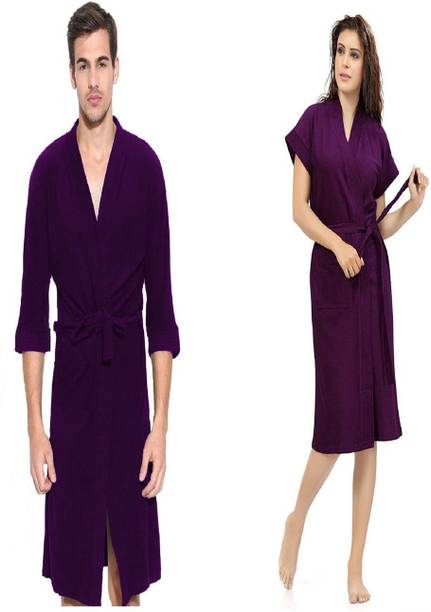 एलेवेंटो बैंगनी फ्री साइज बाथ रोब
